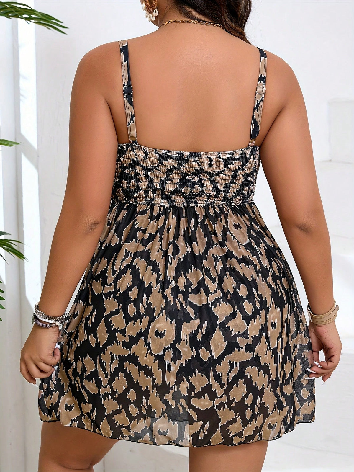 New Plus Size Women Floral Print Mesh Tankini Swimwear Vacation Beach Summer