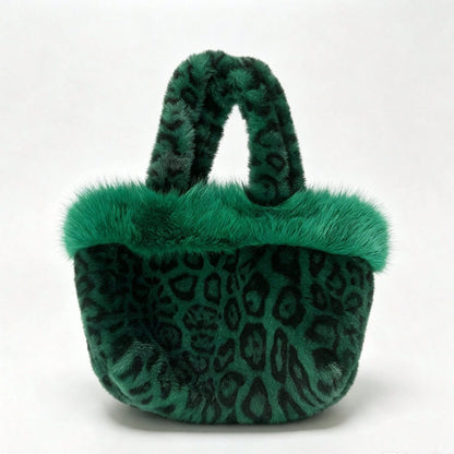 New Plush Leopard Print Handbag, Versatile Tote Bag, Fashionable Personalized Shoulder Bag For Girls