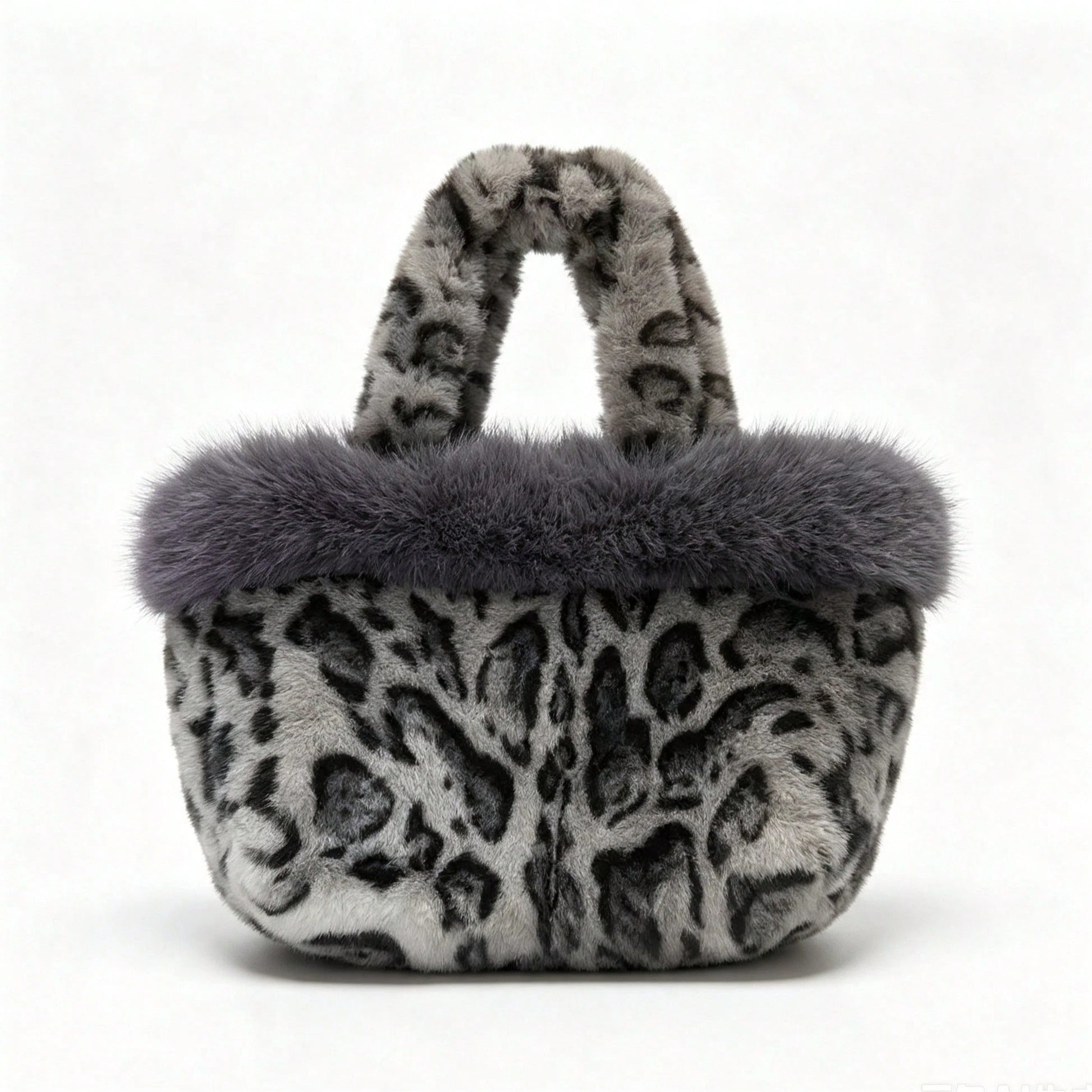 New Plush Leopard Print Handbag, Versatile Tote Bag, Fashionable Personalized Shoulder Bag For Girls