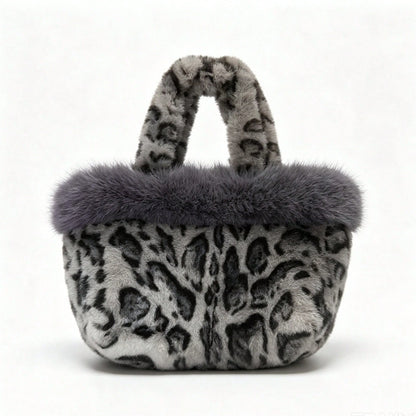New Plush Leopard Print Handbag, Versatile Tote Bag, Fashionable Personalized Shoulder Bag For Girls