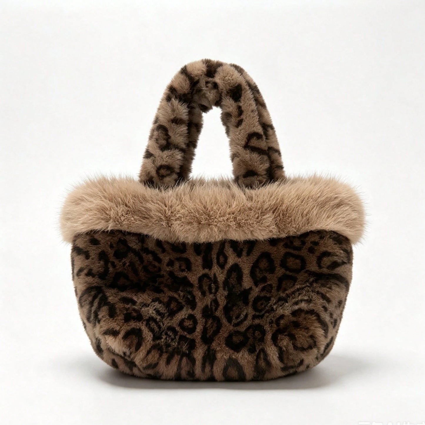 New Plush Leopard Print Handbag, Versatile Tote Bag, Fashionable Personalized Shoulder Bag For Girls
