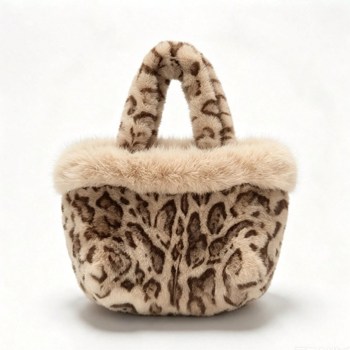 New Plush Leopard Print Handbag, Versatile Tote Bag, Fashionable Personalized Shoulder Bag For Girls