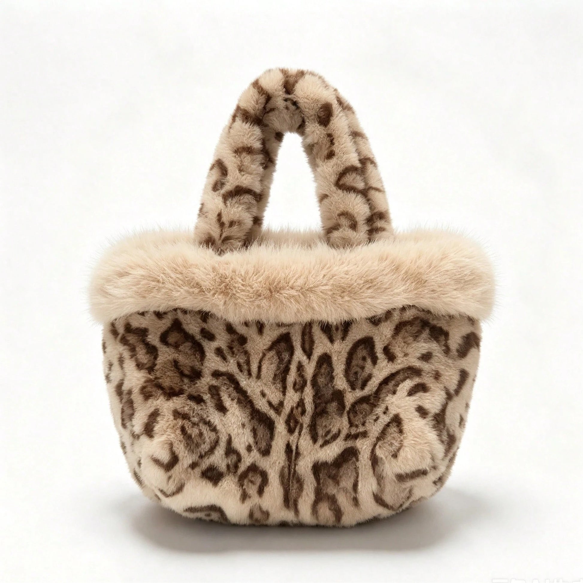 New Plush Leopard Print Handbag, Versatile Tote Bag, Fashionable Personalized Shoulder Bag For Girls