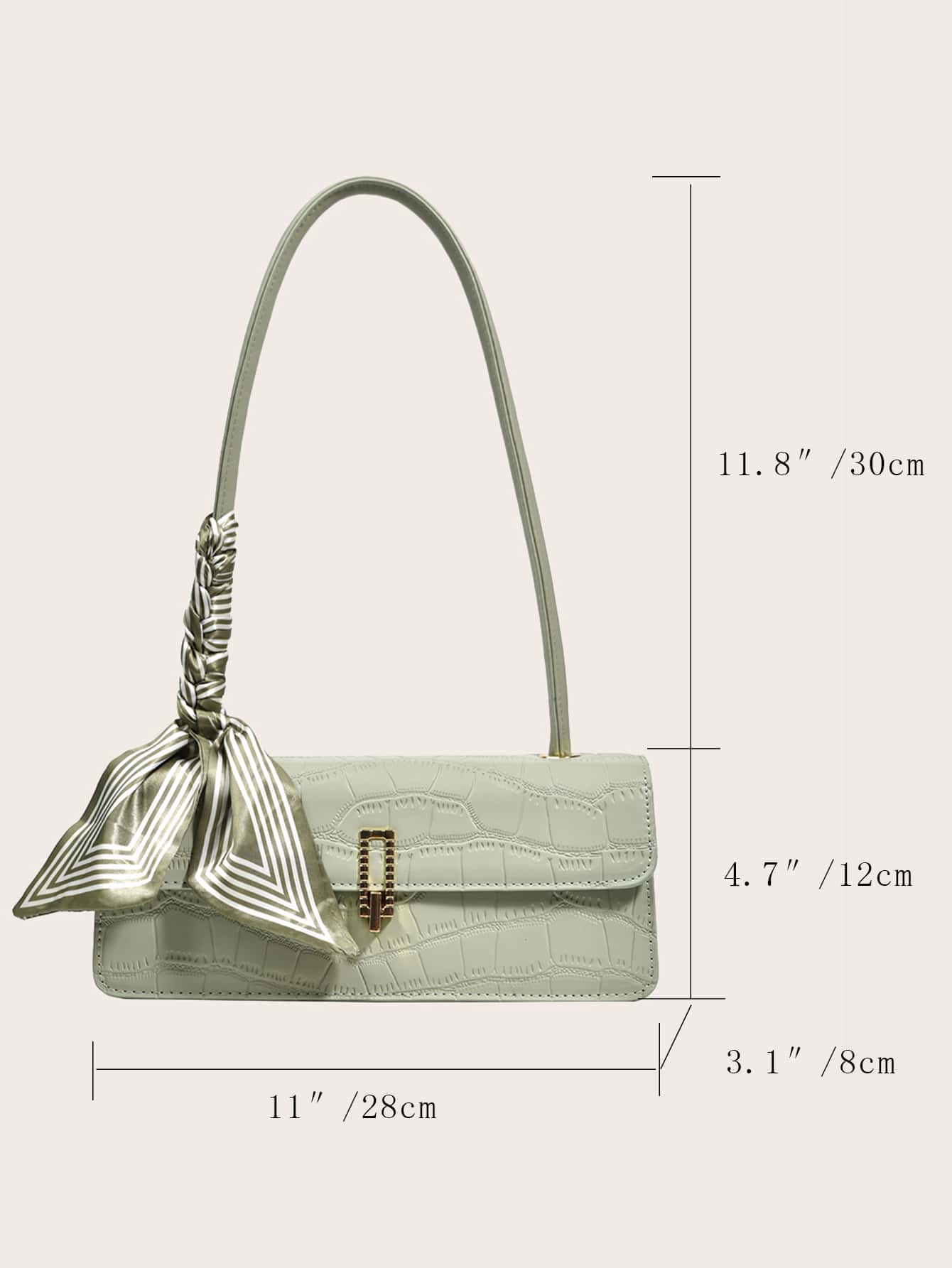 New Solid Color PU Scarf Bag, With Lid And Inner Zipper,  Suitable For  Christmas And Valentine's Day Gift, Green