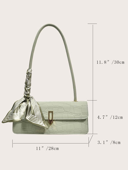 New Solid Color PU Scarf Bag, With Lid And Inner Zipper,  Suitable For  Christmas And Valentine's Day Gift, Green