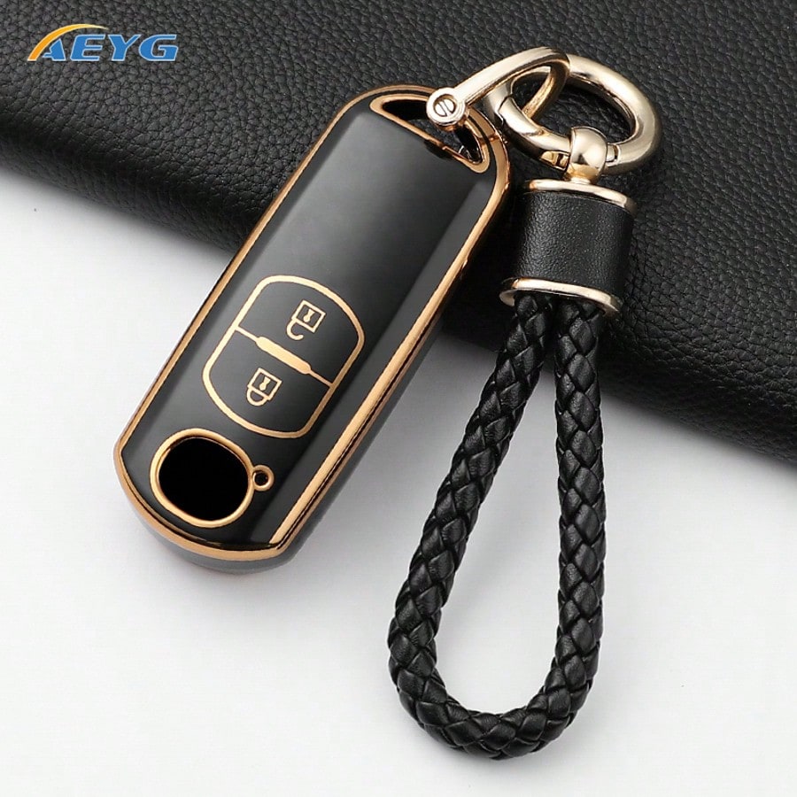 New TPU Key Cover With Floral Beaded Keychain- Compatible Models: 2, 3, 6, CX3, CX4, CX5, CX7, CX9, Atenza, Axela, MX5, Miata