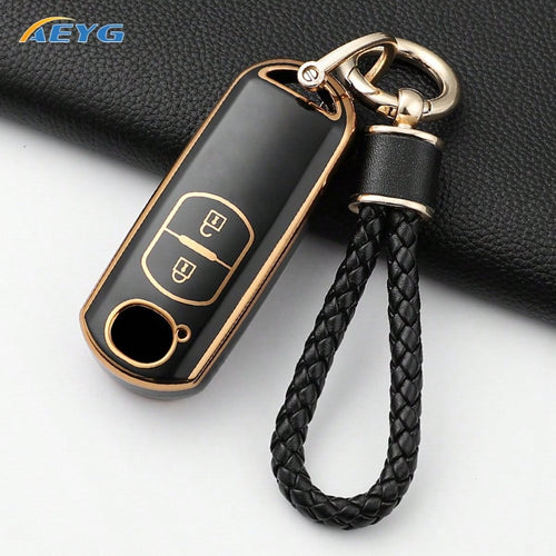 New TPU Key Cover With Floral Beaded Keychain- Compatible Models: 2, 3, 6, CX3, CX4, CX5, CX7, CX9, Atenza, Axela, MX5, Miata
