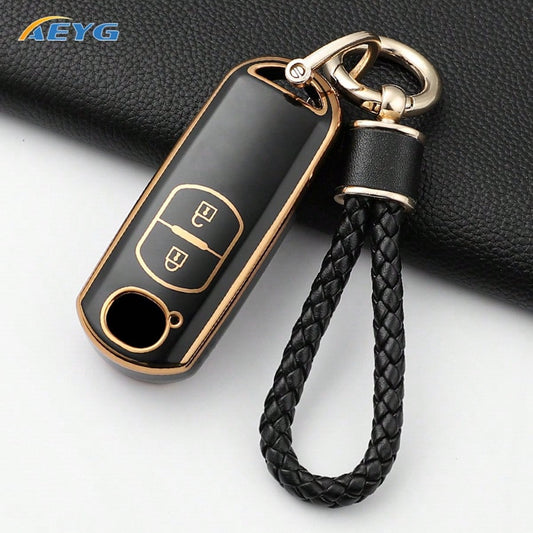 New TPU Key Cover With Floral Beaded Keychain- Compatible Models: 2, 3, 6, CX3, CX4, CX5, CX7, CX9, Atenza, Axela, MX5, Miata