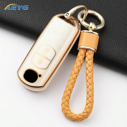 New TPU Key Cover With Floral Beaded Keychain- Compatible Models: 2, 3, 6, CX3, CX4, CX5, CX7, CX9, Atenza, Axela, MX5, Miata