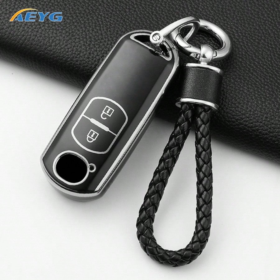 New TPU Key Cover With Floral Beaded Keychain- Compatible Models: 2, 3, 6, CX3, CX4, CX5, CX7, CX9, Atenza, Axela, MX5, Miata
