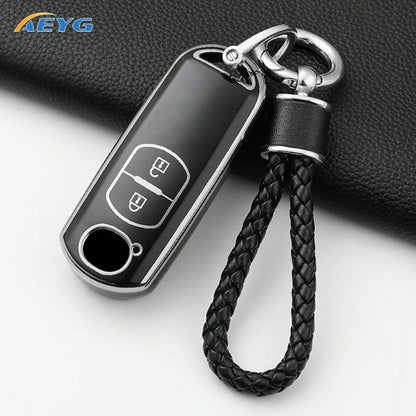 New TPU Key Cover With Floral Beaded Keychain- Compatible Models: 2, 3, 6, CX3, CX4, CX5, CX7, CX9, Atenza, Axela, MX5, Miata