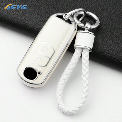 New TPU Key Cover With Floral Beaded Keychain- Compatible Models: 2, 3, 6, CX3, CX4, CX5, CX7, CX9, Atenza, Axela, MX5, Miata
