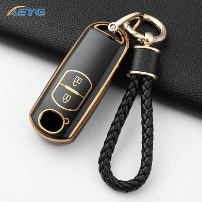 New TPU Key Cover With Floral Beaded Keychain- Compatible Models: 2, 3, 6, CX3, CX4, CX5, CX7, CX9, Atenza, Axela, MX5, Miata