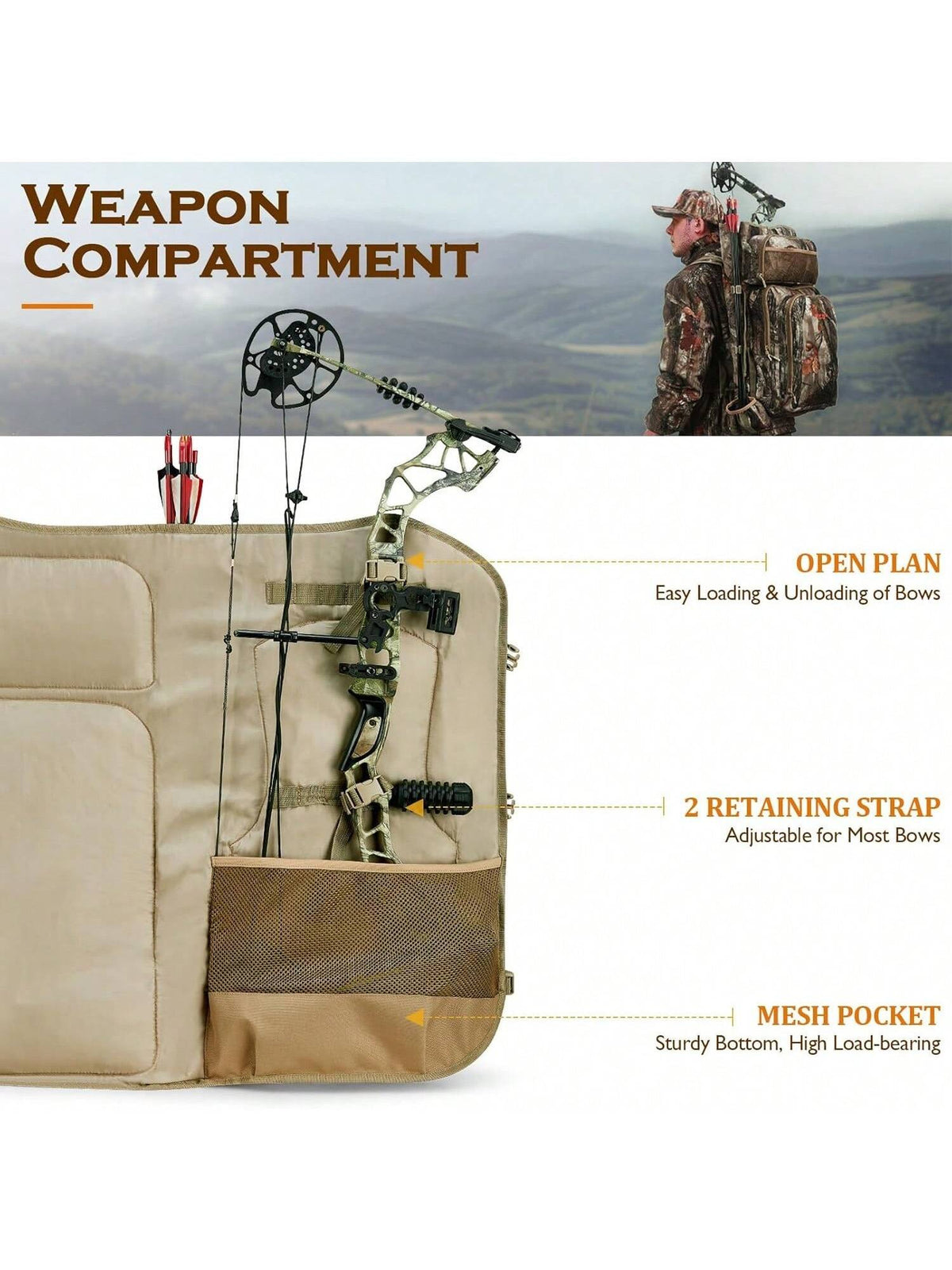 NEW VIEW Camo Bow Hunting Backpack For Men And Women, Saddle Hunting Back Pack With Bow Holder, Elk And Deer Hunting Bag
