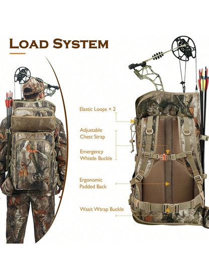 NEW VIEW Camo Bow Hunting Backpack For Men And Women, Saddle Hunting Back Pack With Bow Holder, Elk And Deer Hunting Bag