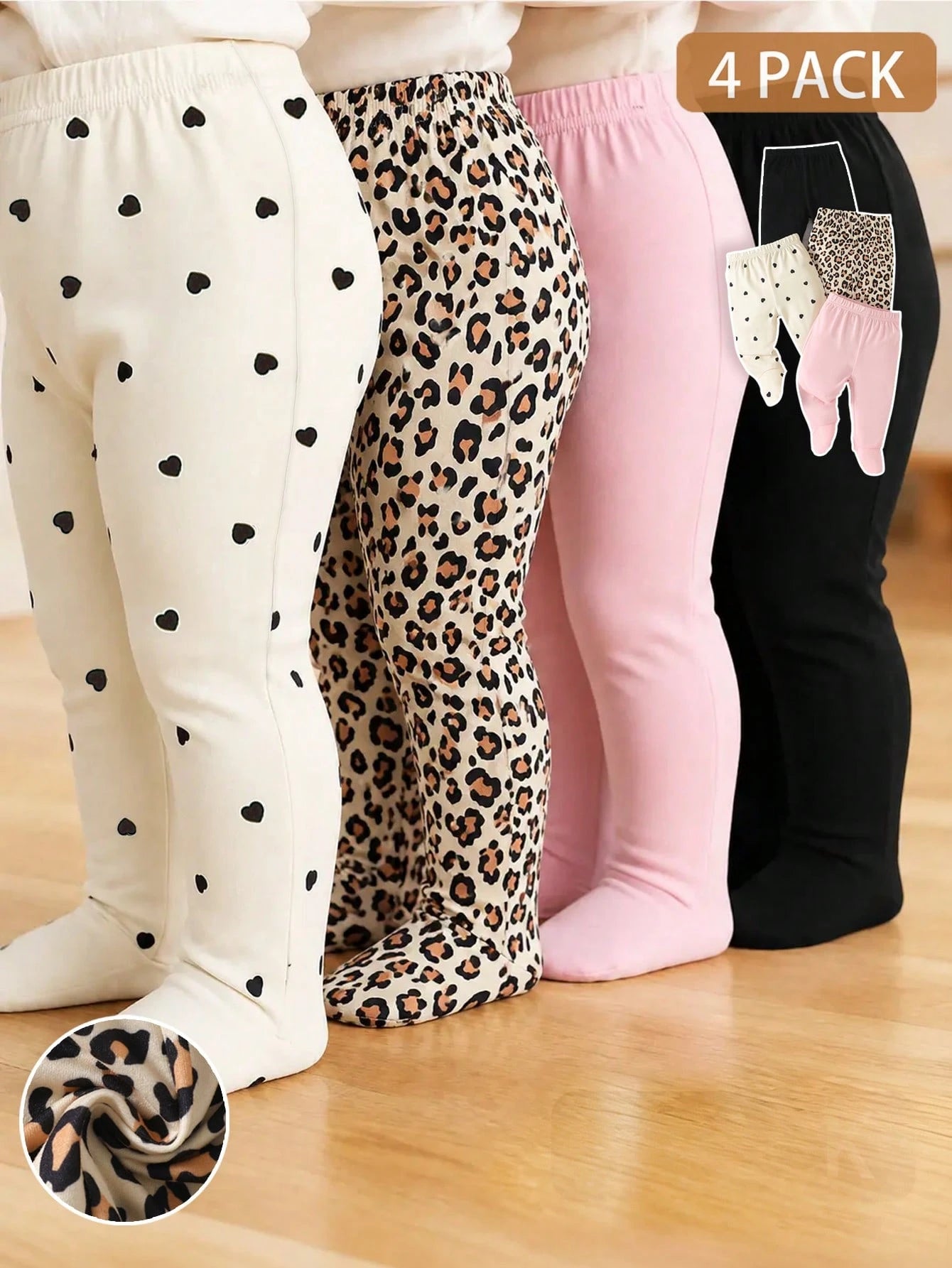 Newborn 4 Pieces Set Baby Girl Clothes Comfortable Soft And Breathable Infant Pants With Fun Cute Prints Must-Have Daily Wear Outings Apparel