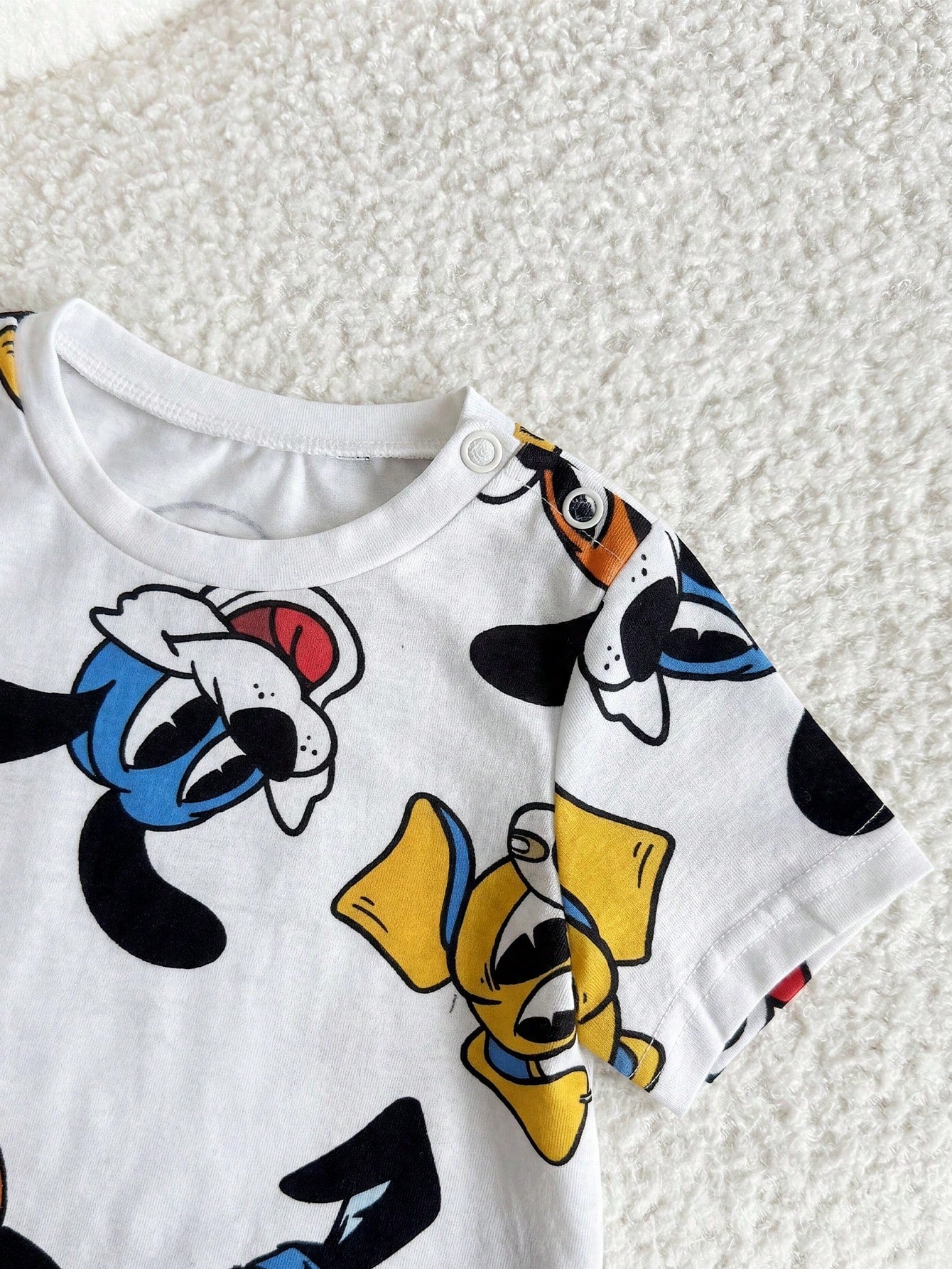 Newborn Baby Boy Cute Summer Knit Cartoon Pattern Short Sleeve T-Shirt And Shorts Set