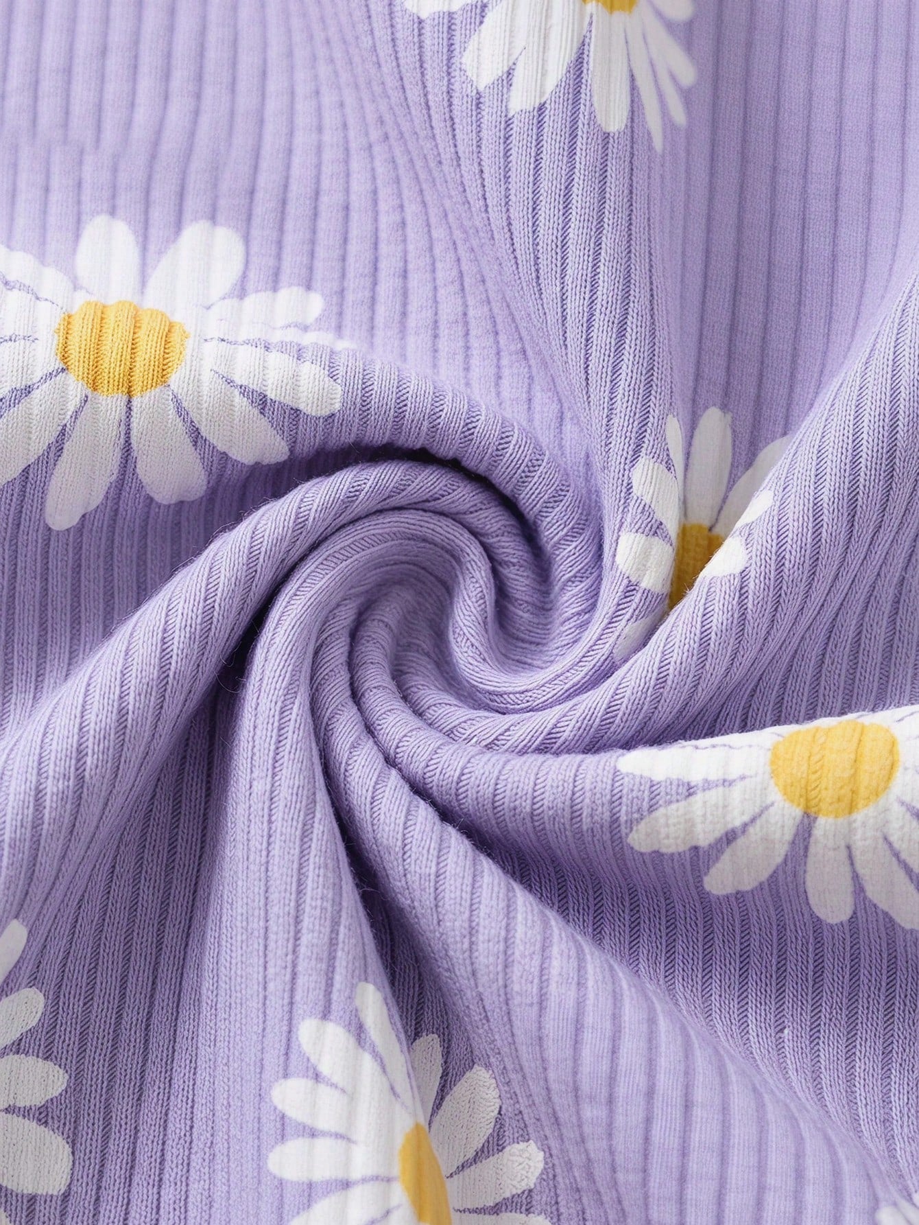 Newborn Baby Boy/Girl Daisy Print Pattern Knitted Soft Crew Neck Long Sleeve Jumpsuit 2pcs Set Baby Bamboo Fiber Zip Up Wear Baby Newborn Unisex Clothes Baby Cozy Pixies For Baby Girl By Girl Purple C