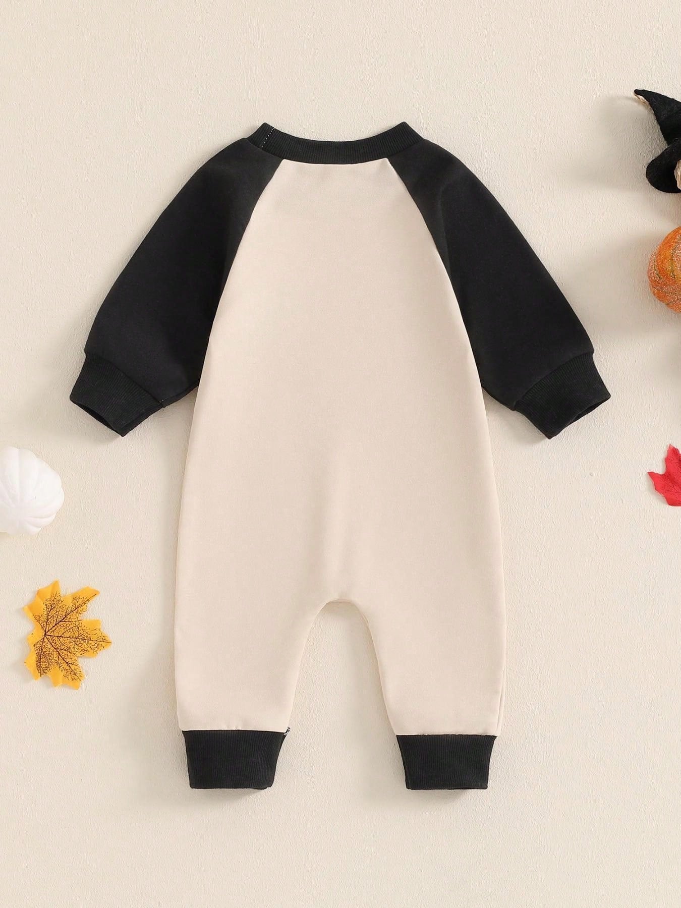 Newborn Baby Boy Halloween Outfit Mamas Little Boo Embroidery Romper Long Sleeve Ghost Bodysuit Jumpsuit 0-18M