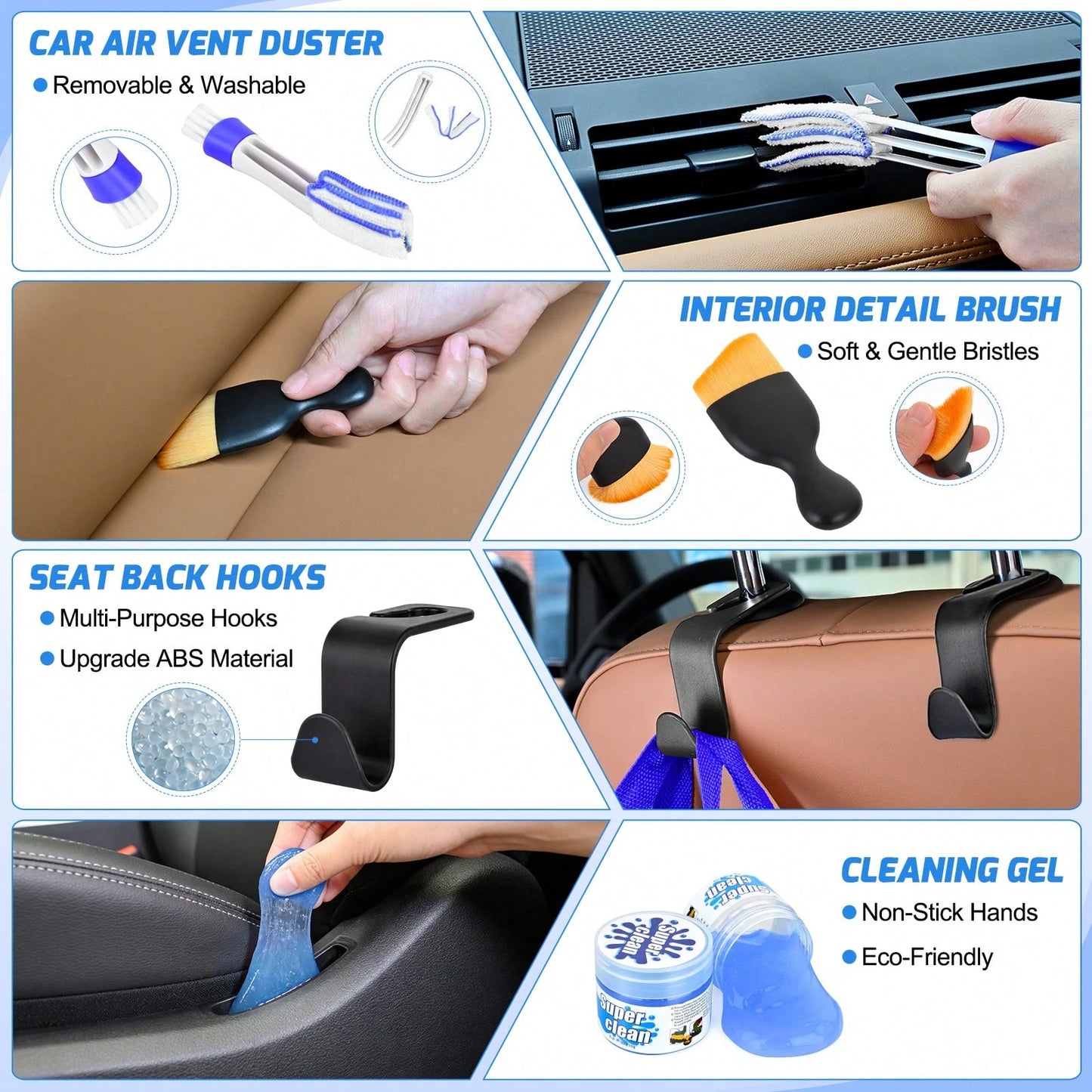 Nilight 52PCS Car Detailing Kit With Storage Bag, Auto Cleaning Tools Set For Interior & Exterior Car Care, Multi-Purpose Wash, Polish & Deep Cleaning Kit For Dashboard, Seats, Air Vents, Wheels & Tir