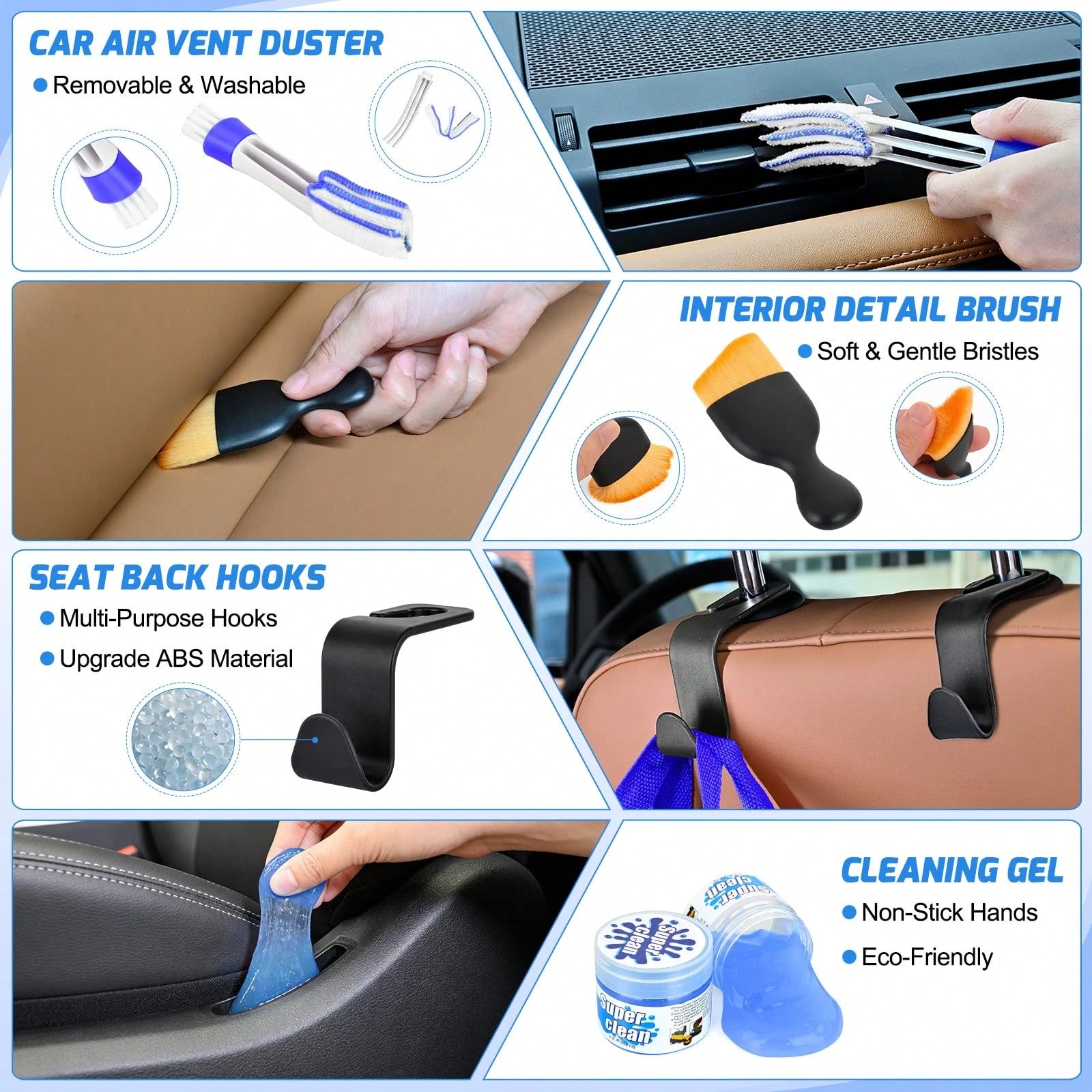 Nilight 52PCS Car Detailing Kit With Storage Bag, Auto Cleaning Tools Set For Interior & Exterior Car Care, Multi-Purpose Wash, Polish & Deep Cleaning Kit For Dashboard, Seats, Air Vents, Wheels & Tir