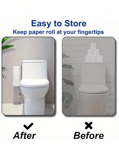No Drill Toilet Paper Holder, Iron Art Bathroom Tissue/Towel Rack, Towel Hanger, No Need To Drill Holes On Wall, Suitable For Kitchen And Bathroom Storage, Bathroom Accessories, Essential For Back To