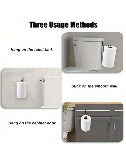 No Drill Toilet Paper Holder, Iron Art Bathroom Tissue/Towel Rack, Towel Hanger, No Need To Drill Holes On Wall, Suitable For Kitchen And Bathroom Storage, Bathroom Accessories, Essential For Back To