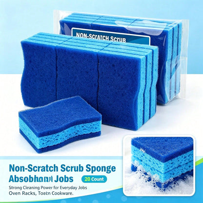 Non Scratch Scrub Sponge, 4Count, Sponges For Dishes, Sponges Kitchen, Cleaning Sponge, Cleans Fast Without Scratching, Stands Up To Stuck-On Grime, Cleaning Power For Everyday Jobs