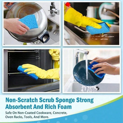 Non Scratch Scrub Sponge, 4Count, Sponges For Dishes, Sponges Kitchen, Cleaning Sponge, Cleans Fast Without Scratching, Stands Up To Stuck-On Grime, Cleaning Power For Everyday Jobs