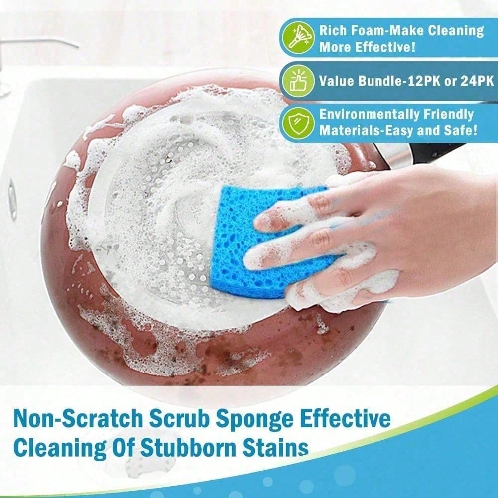 Non Scratch Scrub Sponge, 4Count, Sponges For Dishes, Sponges Kitchen, Cleaning Sponge, Cleans Fast Without Scratching, Stands Up To Stuck-On Grime, Cleaning Power For Everyday Jobs