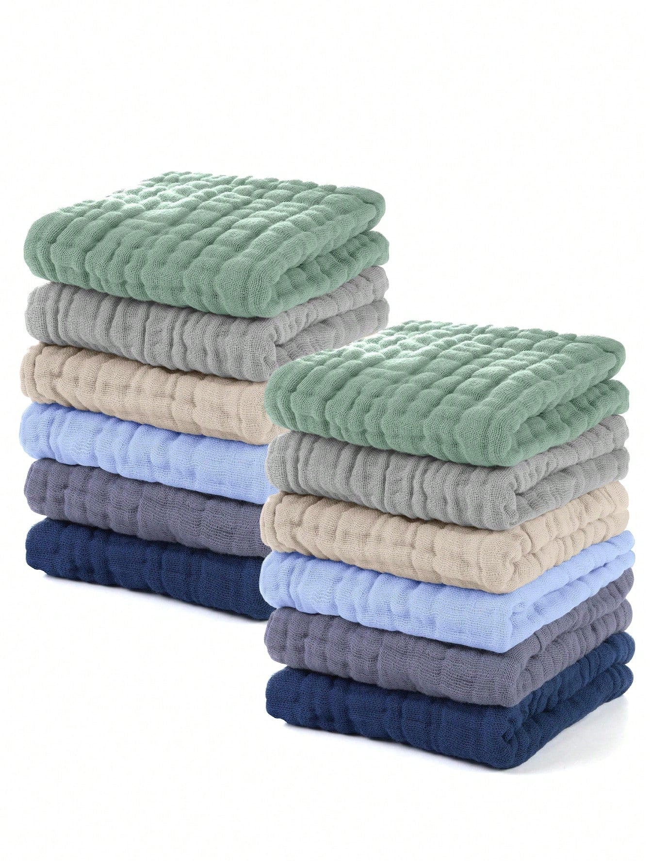Oaoleer 12PCS 12*12 Inch 100% Cotton Muslin Burp Cloths, Soft Absorbent Reusable Baby Washcloths For Newborn Boys Girls