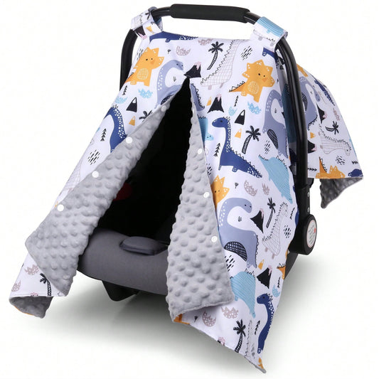 Oaoleer 1PC Car Seat Cover Baby, Carseat Covers Baby Boy, Minky Infant Car Seat Cover Winter, Peekaboo Opening Car Seat Canopy, Multi-Use Baby Carrier