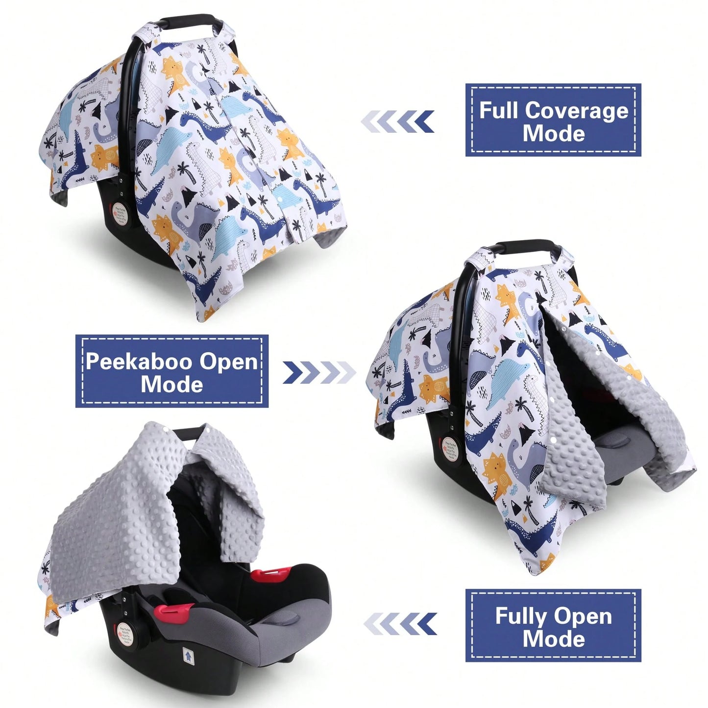 Oaoleer 1PC Car Seat Cover Baby, Carseat Covers Baby Boy, Minky Infant Car Seat Cover Winter, Peekaboo Opening Car Seat Canopy, Multi-Use Baby Carrier