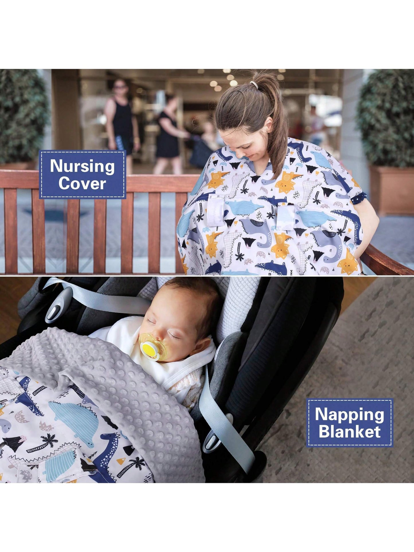 Oaoleer 1PC Car Seat Cover Baby, Carseat Covers Baby Boy, Minky Infant Car Seat Cover Winter, Peekaboo Opening Car Seat Canopy, Multi-Use Baby Carrier