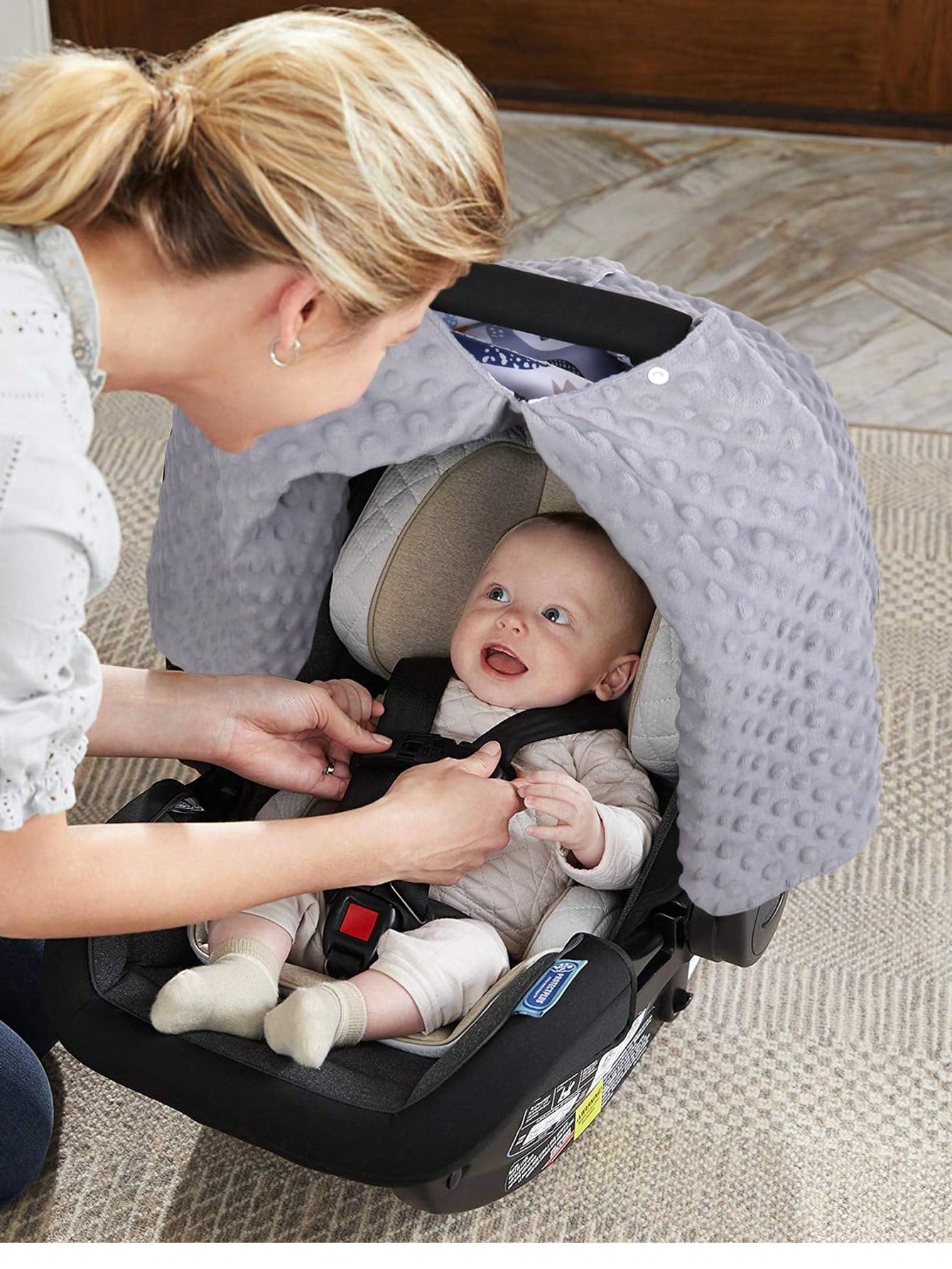 Oaoleer 1PC Car Seat Cover Baby, Carseat Covers Baby Boy, Minky Infant Car Seat Cover Winter, Peekaboo Opening Car Seat Canopy, Multi-Use Baby Carrier