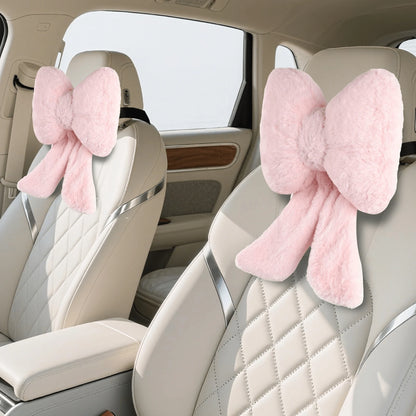Oaoleer 2 Pack Bow Car Headrest Pillows Plush Neck Pillows For Travel Driving Office Chair Head Support Cushions, Also Cute Car Decor Accessories For Women (Pink)