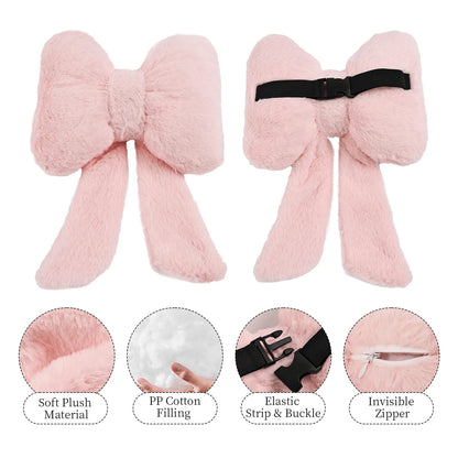Oaoleer 2 Pack Bow Car Headrest Pillows Plush Neck Pillows For Travel Driving Office Chair Head Support Cushions, Also Cute Car Decor Accessories For Women (Pink)