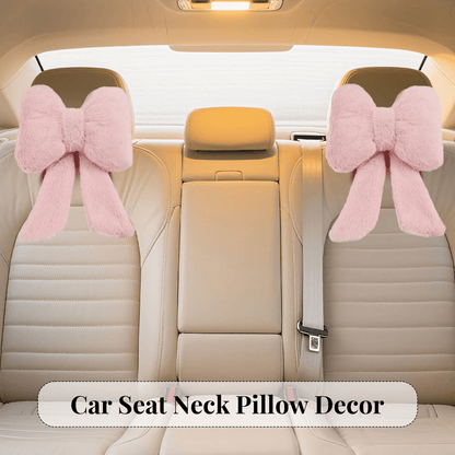 Oaoleer 2 Pack Bow Car Headrest Pillows Plush Neck Pillows For Travel Driving Office Chair Head Support Cushions, Also Cute Car Decor Accessories For Women (Pink)