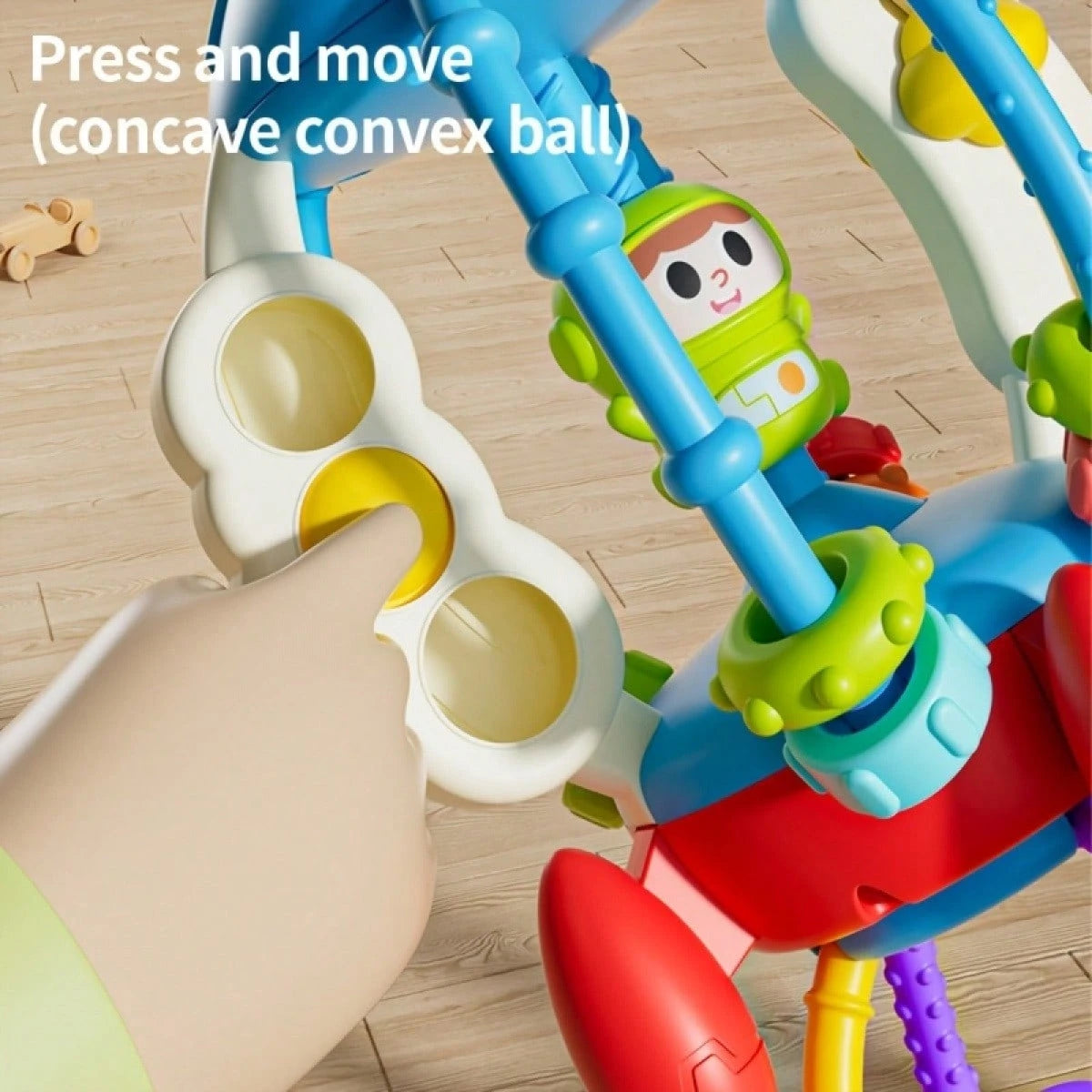 OBOVAY 1 Set Rocket-Shaped Baby Activity Toy, Pull String Sensory Toy With Colorful Sliding Balls, Baby Hand Training Toy, Baby Teething Rattle Ball, Ideal Gift