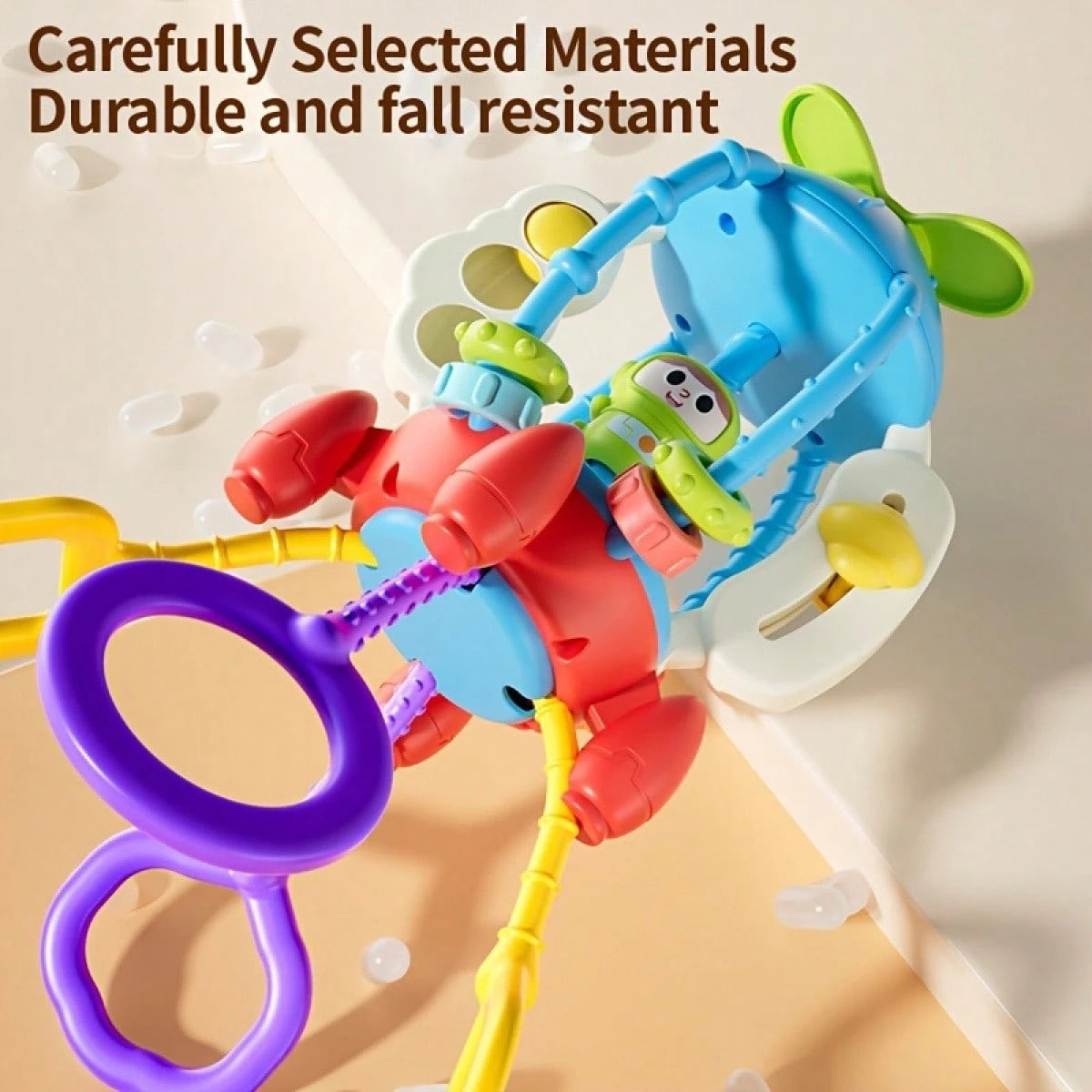 OBOVAY 1 Set Rocket-Shaped Baby Activity Toy, Pull String Sensory Toy With Colorful Sliding Balls, Baby Hand Training Toy, Baby Teething Rattle Ball, Ideal Gift