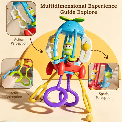 OBOVAY 1 Set Rocket-Shaped Baby Activity Toy, Pull String Sensory Toy With Colorful Sliding Balls, Baby Hand Training Toy, Baby Teething Rattle Ball, Ideal Gift