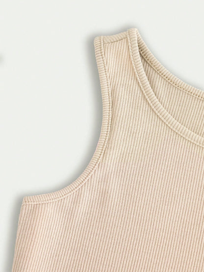 Olithes Plus Size Letter & Fruit Print Round Neck Casual Tank Top, Summer