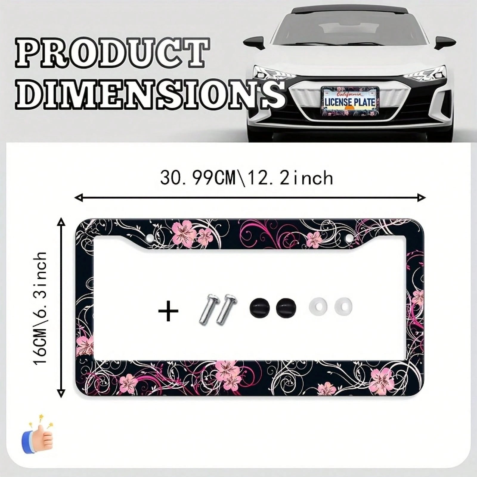 One Piece, Exquisite Car License Plate Frame, Durable And Beautiful Car License Plate Frame, Comes With Mounting Screws And Bolts, Cover, Exquisite Exterior Decoration For Cars, Suitable For Most Vehi