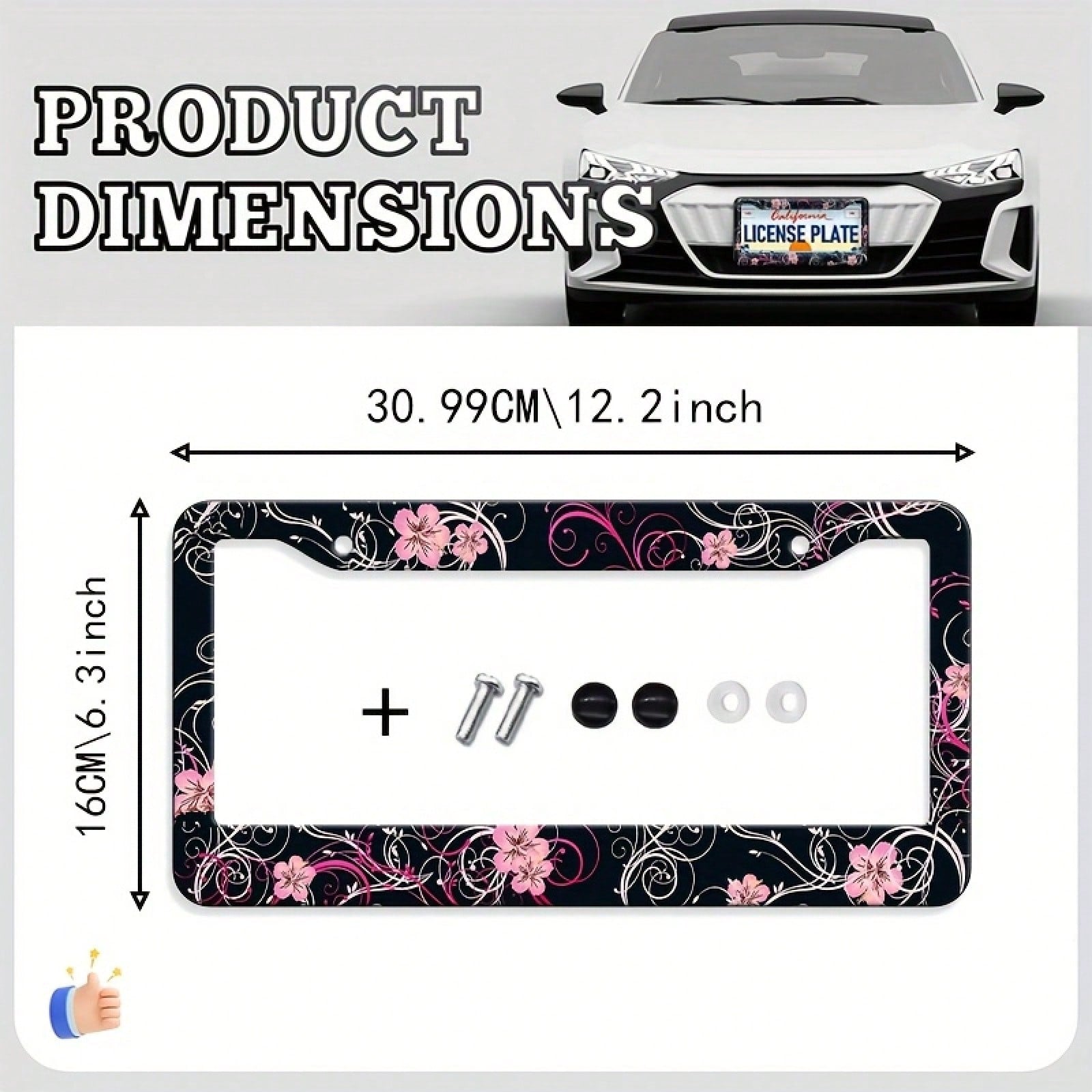 One Piece, Exquisite Car License Plate Frame, Durable And Beautiful Car License Plate Frame, Comes With Mounting Screws And Bolts, Cover, Exquisite Exterior Decoration For Cars, Suitable For Most Vehi