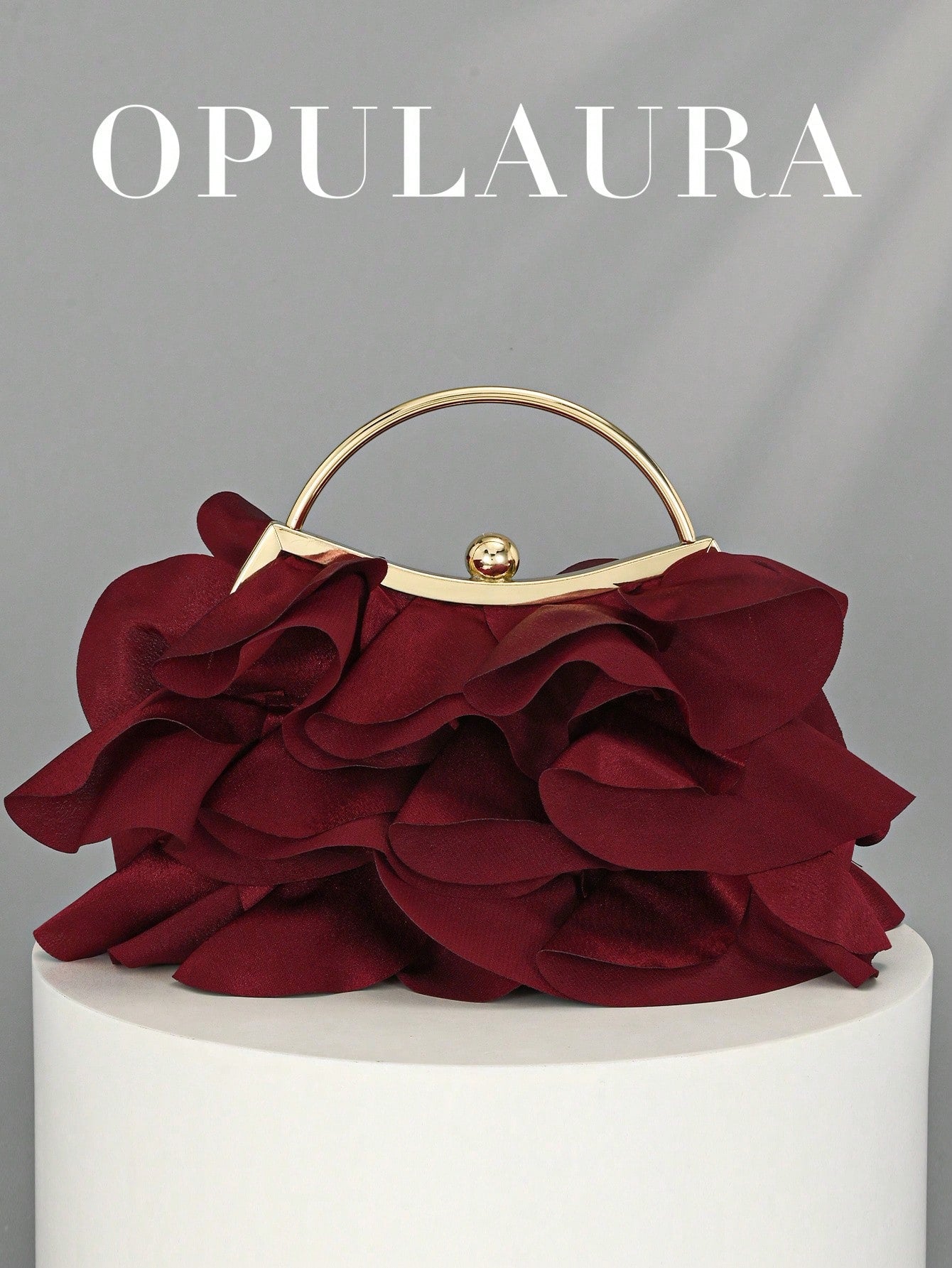 OpulAura Women's Elegant Charming Petal Banquet Clutch Bag, Ruffle Design Handbag For Evening Dress,Bride, Wedding Items