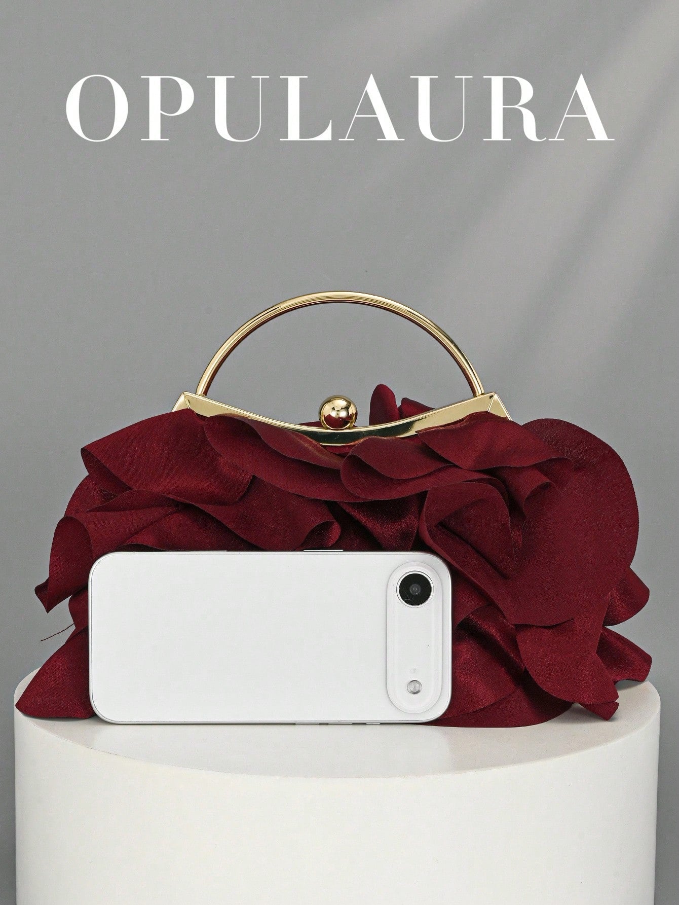 OpulAura Women's Elegant Charming Petal Banquet Clutch Bag, Ruffle Design Handbag For Evening Dress,Bride, Wedding Items