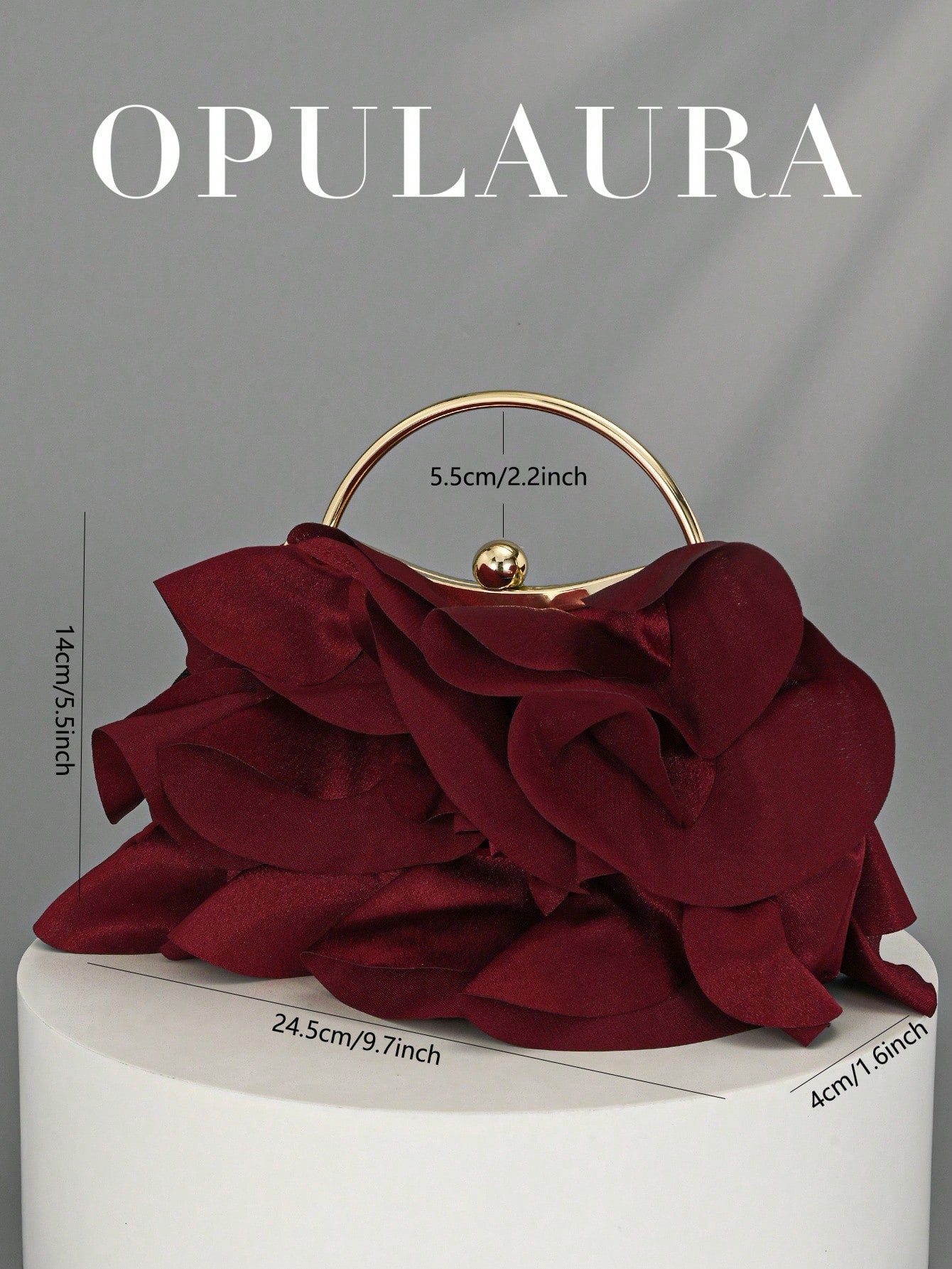 OpulAura Women's Elegant Charming Petal Banquet Clutch Bag, Ruffle Design Handbag For Evening Dress,Bride, Wedding Items