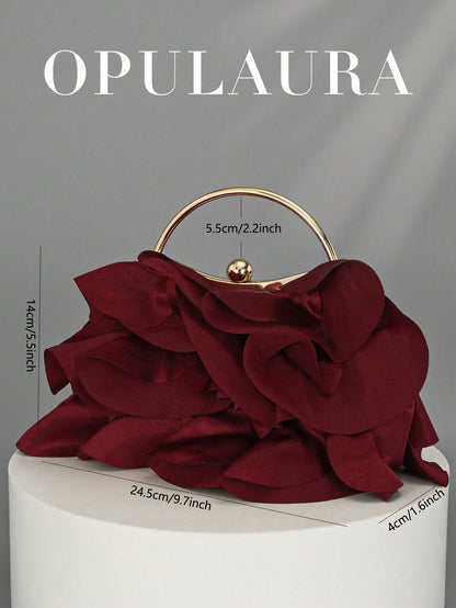 OpulAura Women's Elegant Charming Petal Banquet Clutch Bag, Ruffle Design Handbag For Evening Dress,Bride, Wedding Items
