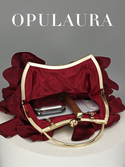 OpulAura Women's Elegant Charming Petal Banquet Clutch Bag, Ruffle Design Handbag For Evening Dress,Bride, Wedding Items
