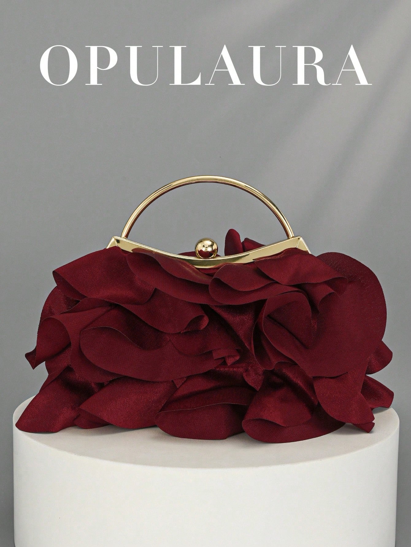 OpulAura Women's Elegant Charming Petal Banquet Clutch Bag, Ruffle Design Handbag For Evening Dress,Bride, Wedding Items